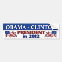 Obama Clinton 2012 Etiqueta De Parachoque