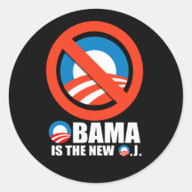 OBAMA ES EL NUEVO O.J ETIQUETAS REDONDAS