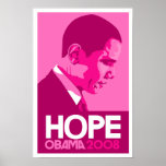 Obama - poster rosado oscuro de la esperanza