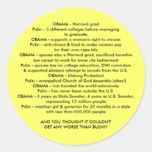 OBAMA v. PALIN Pegatinas