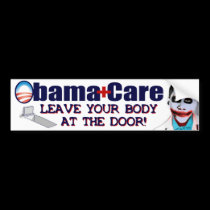 ObamaCare: ¡Deje su cuerpo en la puerta! pegatinas de parachoque