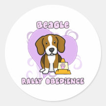 Obediencia de la reunión del beagle de Kawaii Etiqueta Redonda