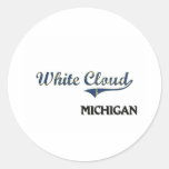 Obra clásica blanca de la ciudad de Michigan de la Pegatinas Redondas