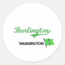 Obra clásica de la ciudad de Burlington Washington Etiquetas Redondas