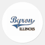 Obra clásica de la ciudad de Byron Illinois Etiquetas Redondas