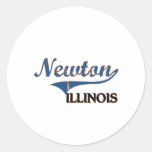 Obra clásica de la ciudad de Newton Illinois Pegatina Redonda
