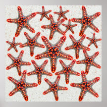Océano rojo vibrante hermoso Sealife de la arena d Posters