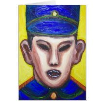 Oficial de policía chino enojado (pintura del retr tarjetas