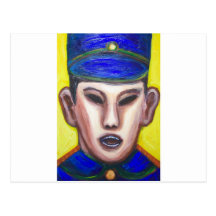 Oficial de policía chino enojado (pintura del retr postales