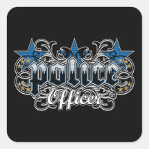 Oficial de policía ornamental pegatina cuadradas personalizada