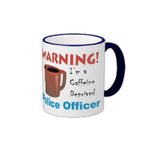 Oficial de policía privado cafeína taza