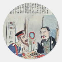 Oficial y librero por Utagawa, Kokunimasa Pegatinas Redondas