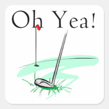 Oh camisetas y regalos del golf del Yea Calcomania Cuadradas