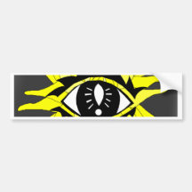 Ojo amarillo etiqueta de parachoque