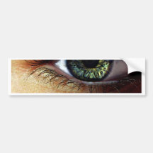 Ojo verde azul etiqueta de parachoque