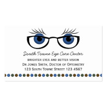 Ojos azules y vidrios plantillas de tarjetas de visita
