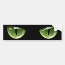 Ojos de gato verdes de Halloween Etiqueta De Parachoque