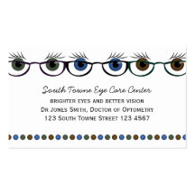 Ojos en gafas tarjeta de visita