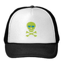 Ojos verdes de la bandera pirata y del corazón del gorros bordados