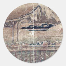 Okazaki por Katsushika, Hokusai Ukiyoe Pegatinas Redondas