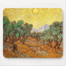 Olivos cielo amarillo y Sun (F710) de Van Gogh Alfombrillas De Raton