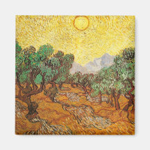 Olivos cielo amarillo y Sun (F710) de Van Gogh Imanes