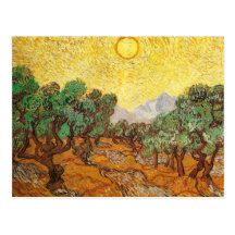 Olivos cielo amarillo y Sun (F710) de Van Gogh Postales
