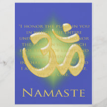 OM en el azul y el oro - Namaste Tarjetas Informativas