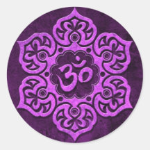 OM floral de piedra púrpura Etiqueta
