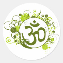 OM floral verde budista Pegatinas