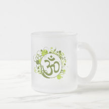OM floral verde budista Tazas De Café