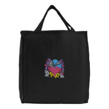 onda retra del corazón del surco bolsas de mano bordadas