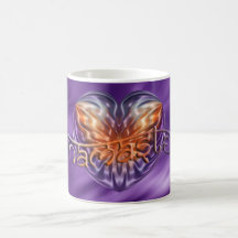 Ondas del lila del corazón NAMASTE el | del ARTE Taza