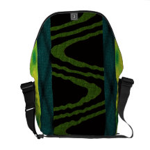 Ondas étnicas en verde y amarillo de la turquesa bolsas de mensajería