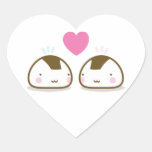 onigiris en amor pegatina de corazón