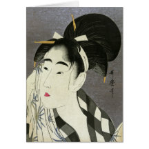 Onna del fuku de Ase o, japonés fino del vintage d Tarjeta