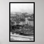 Opinión 1909 del puerto de Kobe, Japón Impresiones