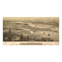 Opinión de Olympia, Washington (1879) de Birdseye Tarjeta Con Foto Personalizada