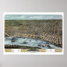 Opinión panorámica del ojo de pájaro del mapa de M Posters