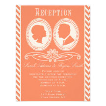 Orang de moda Chevron y invitación de la recepción