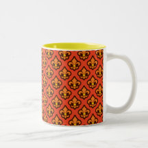 Orange Fluer de Lis Cup Taza