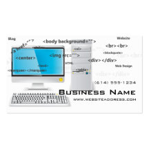 Ordenador del diseño web con las tarjetas de visit