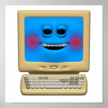 ordenador sonriente de ruborización tonto poster