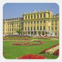 Orgullo rojo flores de Viena, Austria Calcomania Cuadradas