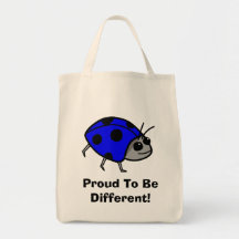 Orgulloso ser diversa mariquita azul bolsas