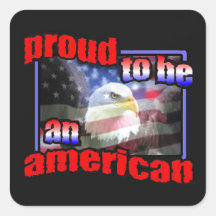 Orgulloso ser un americano calcomanías cuadradases
