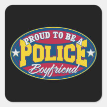 Orgulloso ser un novio de la policía calcomania cuadrada personalizada