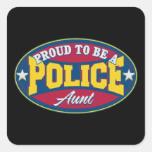 Orgulloso ser una tía de la policía calcomanías cuadradas personalizadas