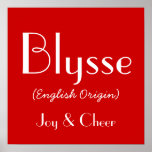 Origen inglés de Blysse con el significado en rojo Impresiones