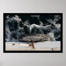 Orilla y rueda de un barco de pesca impresiones